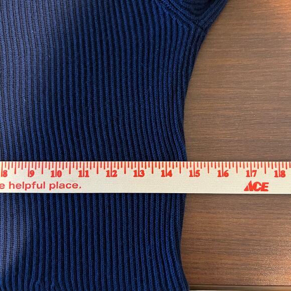 Ralph Lauren LRL Peplum Sweater Women’s Size Medium Navy Gold Buttons Nautical - Picture 9 of 11